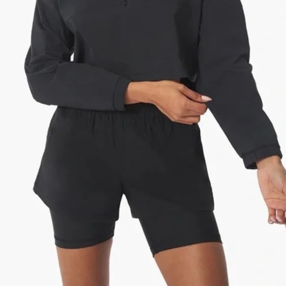 WeWoreWhat Windbreaker Biker Short Solid Black Size XL NWT
